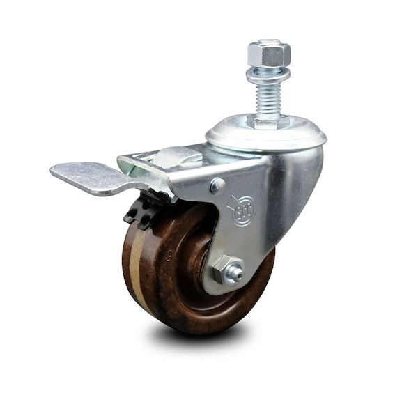3 Inch High Temp Phenolic Wheel Swivel 1/2 Inch Stem Caster with Total Lock Brake